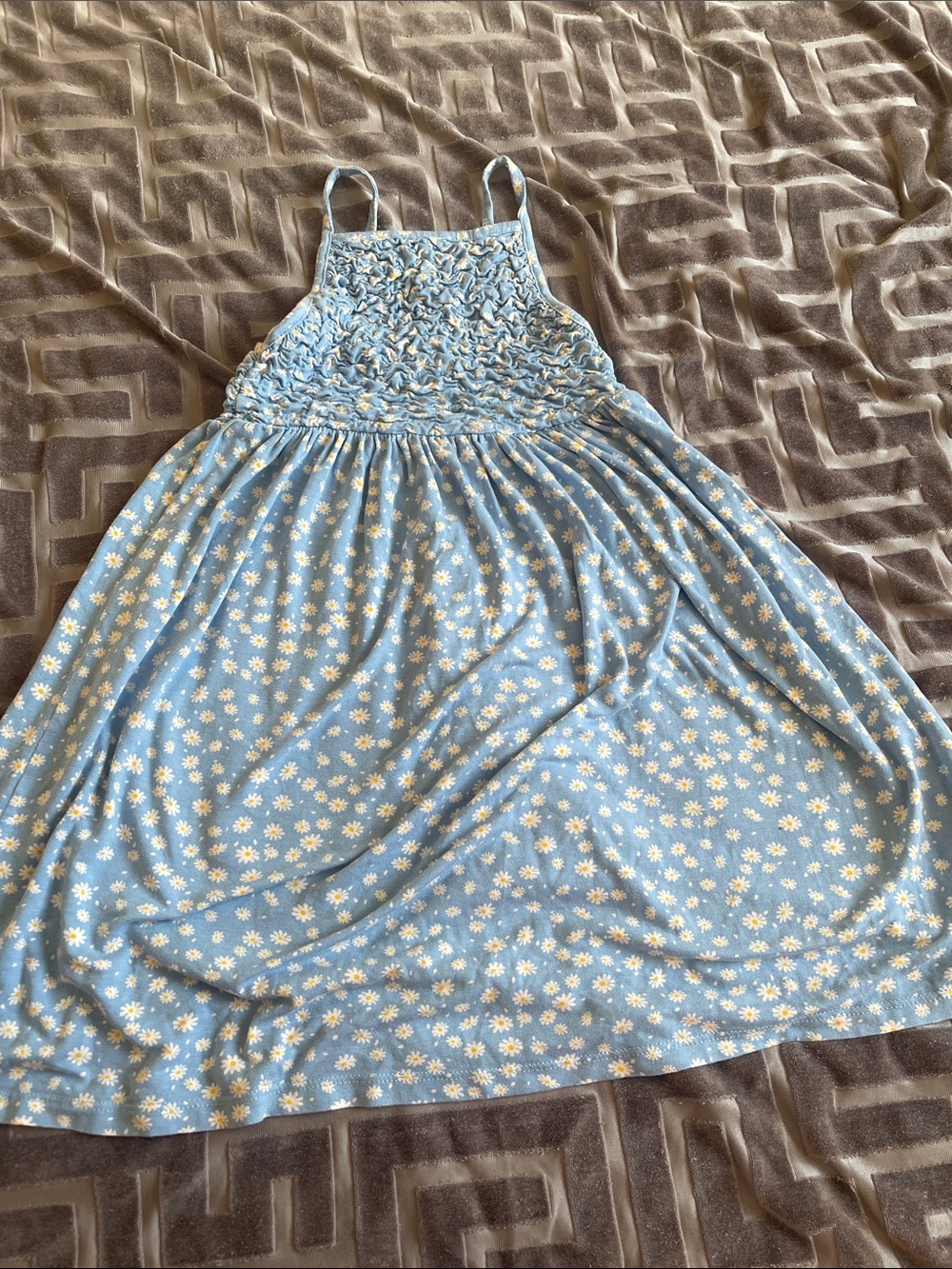 Zara Light Blue Daisy Print Smocked Sundress for Kids